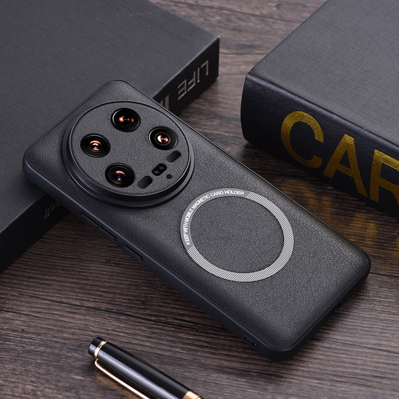For Xiaomi 14 Ultra Magnetic Case PU Leather Coated TPU Cover Compatible with MagSafe For Xiaomi 14 Ultra Magnetic Case PU Leather Coated TPU Cover Compatible with MagSafe